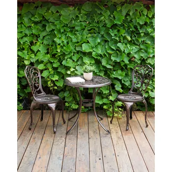 Sada 2 zahradních židlí hnědé hliníkové bez područek bistro jídelní vintage styl se vzorem kovové Beliani