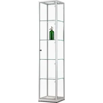 Prodejní regál MH Technic s.r.o. Skleněná vitrína 400x1984x400 mm, boční LED osvětlení, stříbrná