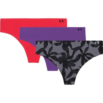 Kalhotky Pure Stretch No Show Novelty Thong 3 Pack | Black Cut Out Floral Print/Lavish/Racer Red M