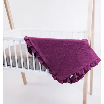 Dětská deka Tulimese Mušelínová souprava s volánem vínová VARIANTA PROVEDENÍ: SAMOSTATNÁ DEKA