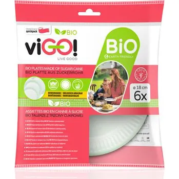 Party nádobí VIGO BIO talíř VIGO! 18cm cukrová třtina 6ks