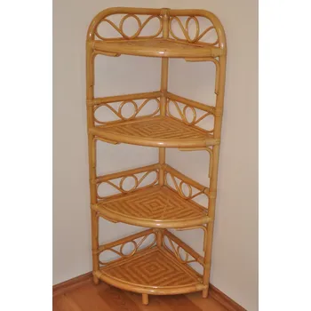 regál Ratanový regál rohový 4 patra - ratanový regál rohový 4 patra