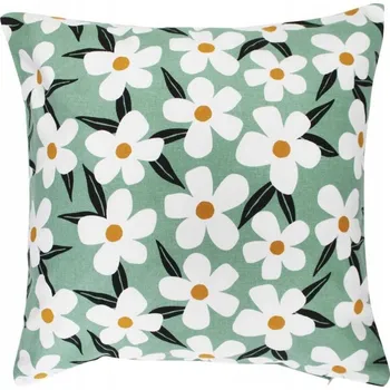 Polštář POVLEČENÍ NA DEKORAČNÍ POLŠTÁŘ BAVLNĚNÉ KVĚTINOVÉ 40x40 ZELENÉ