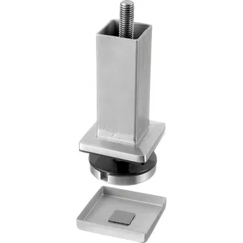 Příruba pro sloupek zábradlí, Square Line, pro schodiště, trubka 40x40x2 mm, nerez. ocel 304, kartáčovaná