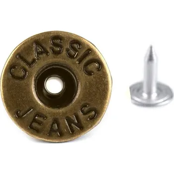 Knoflík Riflový knoflík Jeans velikost 26" výkyvný 10 ks - 7 staromosaz