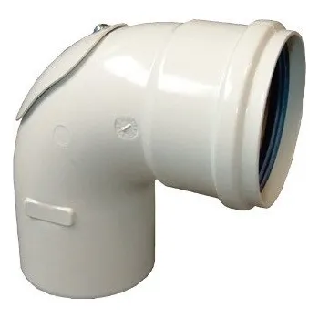 Kouřovod Odkouření koleno s revizním otvorem DN80/90°, bílá - Al