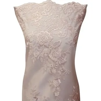 Metráž - Krajka SV.RŮŽOVÁ květy LZ92940007 - Bílá, 132 cm