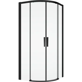 Ronal Bathrooms (Sanswiss) Čtvrtkruh Ronal Divera s dvoudílnými posuvnými dveřmi, rádius 550 mm 1000 x 2000 mm, černá matná/sklo čiré
