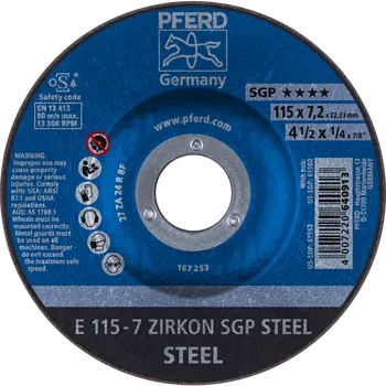 Brusný kotouč Pferd 62211737 | Brusný kotouč 115 x 7,2 x 22,23 mm, ZIRKON SGP STEEL