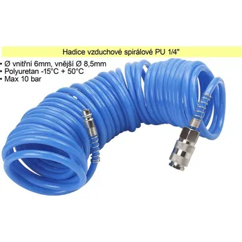 Příslušenství ke kompresoru Magg Hadice vzduchová spirálová PU 1/4" délka: 7,5 m
