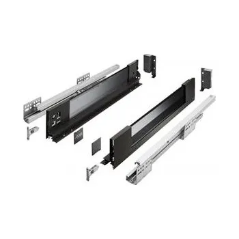 GTV zásuvka AXIS PRO H=84, L=450, tlumené dovírání, bočnice se sklem, černá