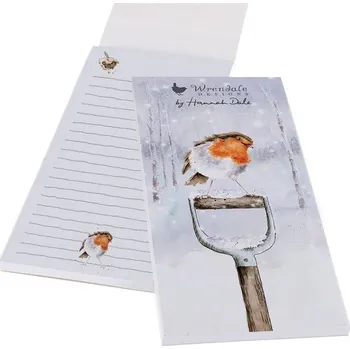 Blok Nákupní seznam s magnetem Wrendale Designs "A Little Red Robin" - Vánoční červenka