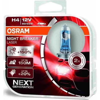 Povinná bezpečnostní výbava Autožárovky Osram Night Breaker Laser Next Generation H4 12V 60/55W P43t - plastový box 2ks