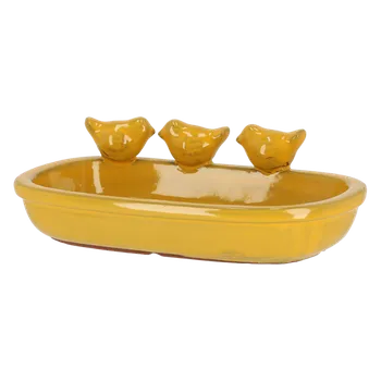 Pro ptáka Koupel pro ptáčky keramická 50 SHADES OF NATURE,29x8x20cm, zel/červ/oranž/žlutá|výběr z variant|Esschert Design - žlutá