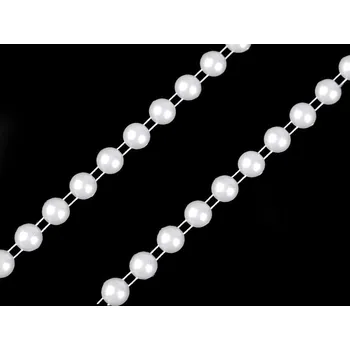 Bytová dekorace Perlový řetěz - půlperle Ø8 mm vánoční METRÁŽ - 1 bílá