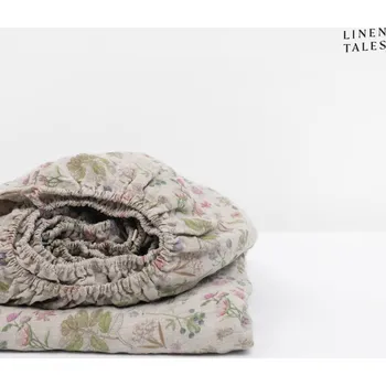 Prostěradlo Napínací lněné prostěradlo v přírodní barvě 180x200 cm Botany 2 – Linen Tales ID_1631974
