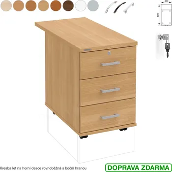 Zásuvkový kontejner K 33 Z P 80 Hobis - Kontejner na kolečkách 3 zásuvky hl. 80 cm