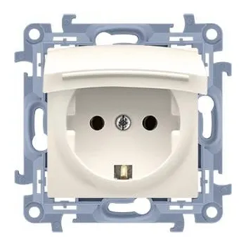 Elektrická zásuvka Simon CGSZ1BZ.01/41 Zásuvka jednonásobná s krytím IP44 s uzemněním s clonkami, s tesněním rámečku, krémová 16A