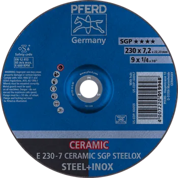 Brusný kotouč Pferd 62218300 | Brusný kotouč 230 x 7,2 x 22,23 mm, CERAMIC SGP STEELOX