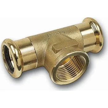 rozdělovač topení Sanha PURAPRESS 8130G T-kus 35x1/2"x35mm, s konci na vnitřní lisování a s vnitřním závitem na vývodu, voda, bronz