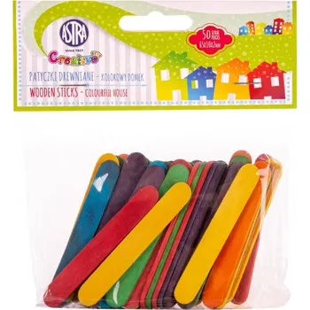 CREATIVO Dřevěné špachtle krátké, 6,5x1cm, barevné, 50ks, 335122006