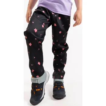 Dívčí oblečení Unuo softshellové kalhoty s fleecem pružné Sporty květiny Velikost: 110/116