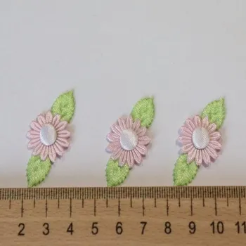 Nášivka Aplikace KVĚT zelenkavo/růž 2,5cm 100%Pes -