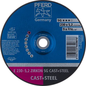 Brusný kotouč Pferd 62223527 | Brusný kotouč pro slévárny 230 x 5,2 x 22,23 mm, ZIRKON SG CAST + STEEL