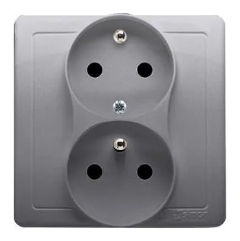 Elektrická zásuvka Simon BMGZ2T/43 Zásuvka dvojnásobná stříbrná 16A