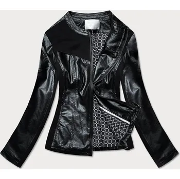 Vypasovaná černá dámská bunda s různých spojených materiálů (752ART) odstíny černé L (40)