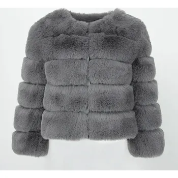 Dámský kožich Dámský prošívaný kožich s dlouhým rukávem Barva: Šedá, Velikost: S