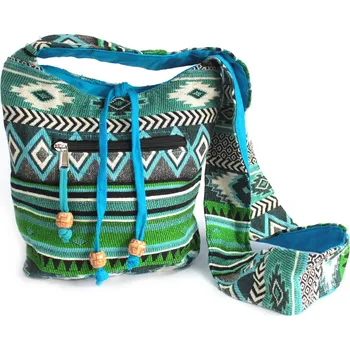 Ancient Wisdom Etno taška přes rameno Modrozelená z žakárové tkaniny