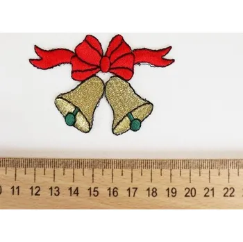 Nášivka Nášivka VÁNOČNÍ ZVONKY nažehl. 20804 - Vzorovaná, 8x4,5 cm