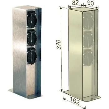 Venkovní osvětlení MCJ Nerezový zahradní sloupek, 3 zásuvky 230V/50Hz, IP44, 37 cm 2KZ3SZ/NR