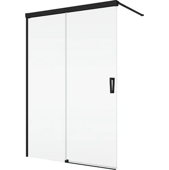Ronal Bathrooms (Sanswiss) Pevná stěna Ronal Cadura samostatná s posuvným dílem - montáž vlevo 1000 x 2000 mm, černá matná/sklo čiré