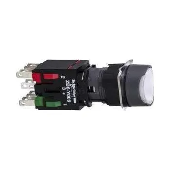 vypínač a zásuvka Schneider Electric XB6AW1B5B Ovládač stiskací prosvětlený lícující s návratem, 1 Z + 1 V - bílý