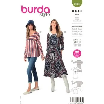Volný čas Střih na dámské šaty a halenku Burda 5980 -