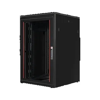 Racková skříň ROLINE 19" síťový rozvaděč 22U, stojanový, Pro, š. 800, h. 800, skleněné dveře, černý - 26.21.0220