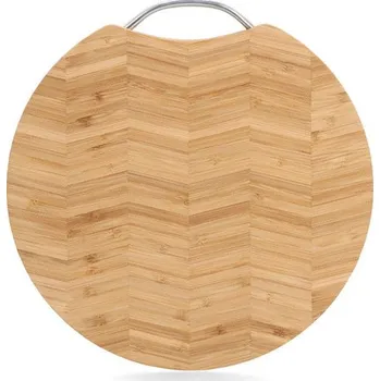 Kuchyňské prkénko Prkénko s kovovou rukojetí, kulaté, bambus 25643