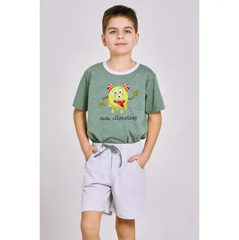 Pánské pyžamo 3202 CHLAPECKÉ PYŽAMO KIERAN 104-116 MELANŽOVÁ ZELENÁ 110