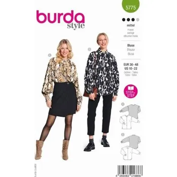 Střih Burda zelený 5775 - košile, halenka se skrytým zapínáním