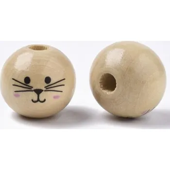 Dětské navlékací korálky Korálky dřev., hlavička s fousky, 1ks