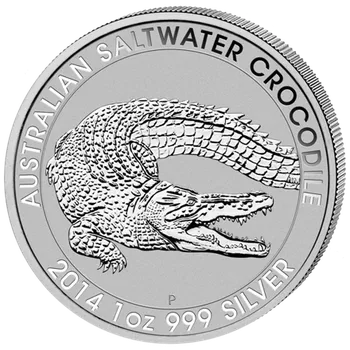 Stříbrná mince 1 Oz Australian Saltwater Crocodile (Krokodýl mořský) 2014