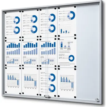 Interiérová vitrína 15xA4 SLIM, posuvné dveře, plech. záda