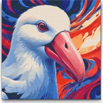 Diamantové malování Diamantové malování - Albatross v odstínech červené a modré Velikost: 50x50cm, Rámování: Pouze srolované plátno, Diamanty: Kulaté