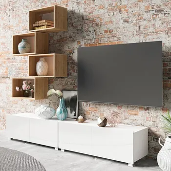 Obývací stěna Obývací stěna CALABRINI b | 200 cm | 6 dílů X | bílá lesk