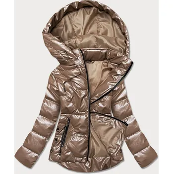 Světle hnědá dámská bunda s kapucí (B8007-46) odstíny hnědé XXL (44)