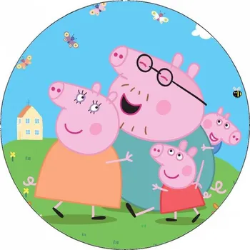 Jedlá dekorace na dort Jedlý papír prasátko Pepa a rodina 19,5 cm