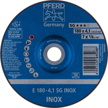 Brusný kotouč Pferd 62217432 | Brusný kotouč 180 x 4,1 x 22,23 mm, SG INOX