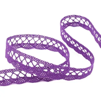 Krajka Bavlněná krajka šíře 18 mm paličkovaná METRÁŽ - 6395 fialková
